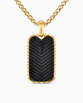 Chevron Tag in 18K Yellow Gold with Black Onyx, 34mm